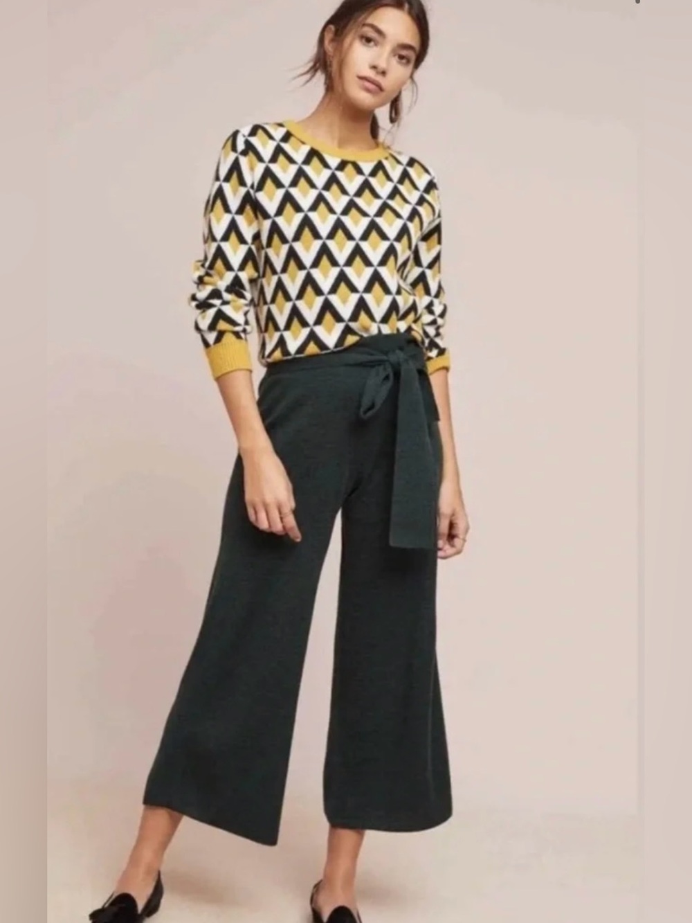 Anthropologie Wide Leg Cropped Sweater Pants Wool Blend Moth Brand